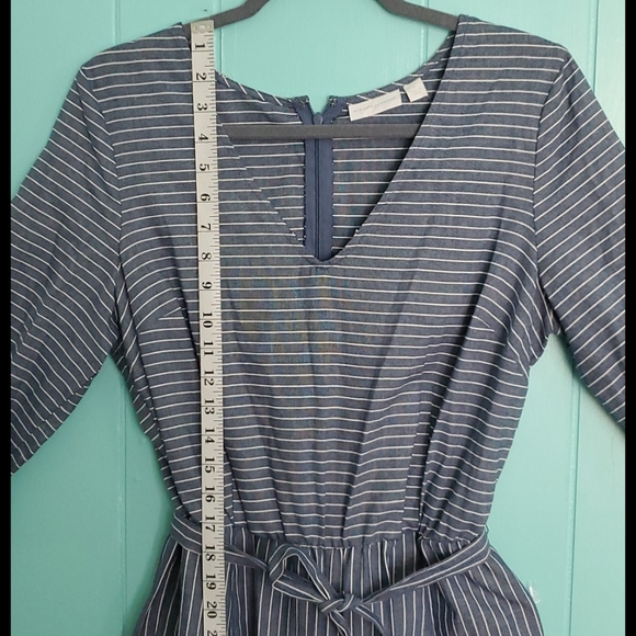 New York & Company Mixed Stripe Jumpsuit- Blue - Picture 8 of 16